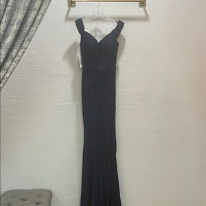 JVN by Jovani Midnight Blue Maxi Dress